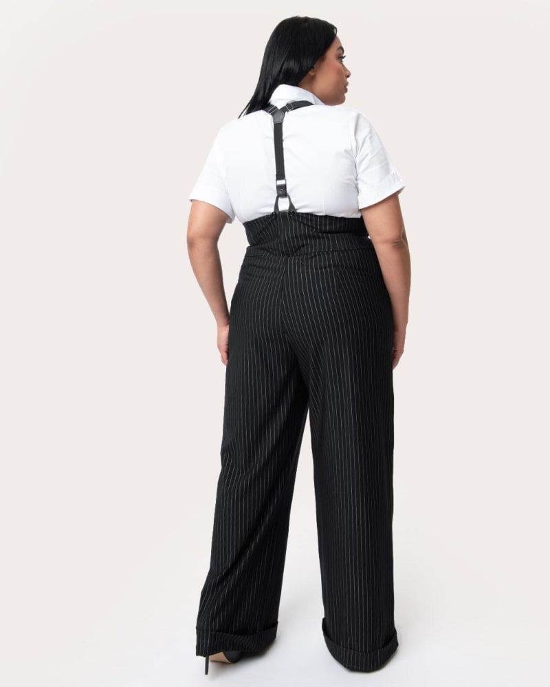 Striped suspender pants top